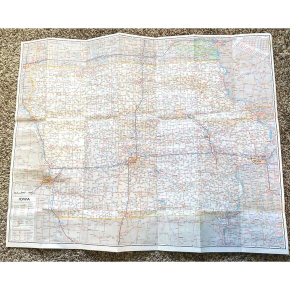 Iowa Highway State Map Road Travel Cedar Rapids Waterloo Sioux City Vintage - Picture 4 of 8